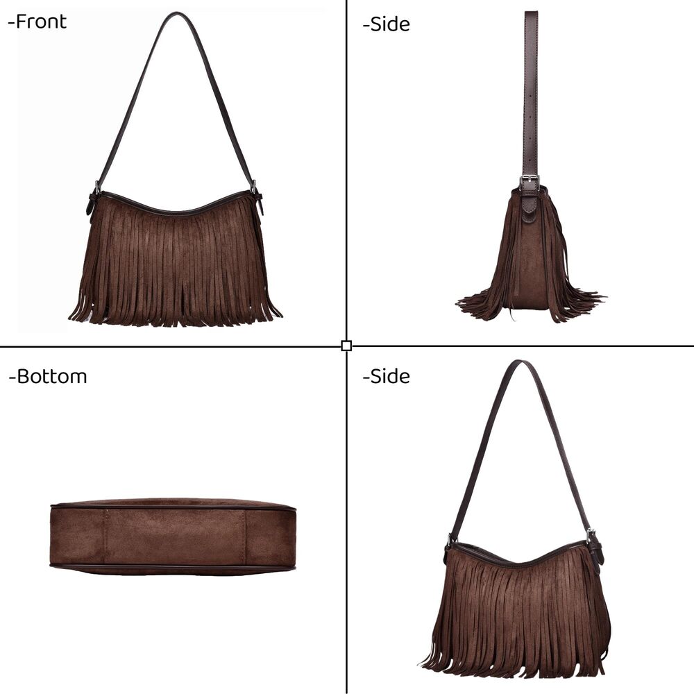 4202 Fringe Shoulder Bag Underarm Suede Western Hobo Purses and Handbags - Picture 7 of 7